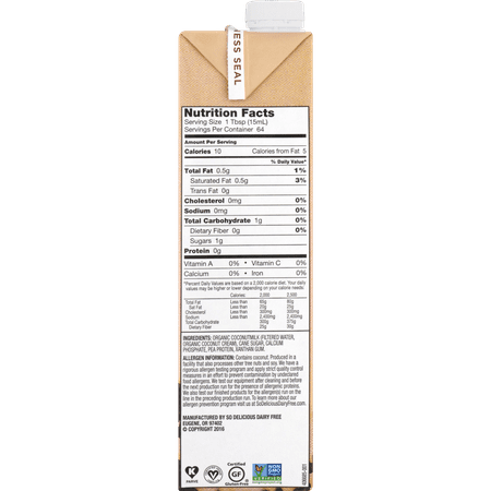 So Delicious Dairy Free Original Barista Style Coconut Milk Creamer, 32 fl oz