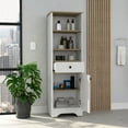 thumbnail image 2 of 56.08 In. Tall Linen Cabinet With Three Exterior Shelves, One Drawer, And Two Inner Shelves In Oak / White Shade 55" H, Including External Interior Refinement, 2 of 3
