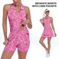 thumbnail image 4 of Women’s Sleeveless Tennis Dress with Built-in Shorts and Pockets V Neck Polo Racerback Golf Workout Dress Athletic Skirt, 4 of 6