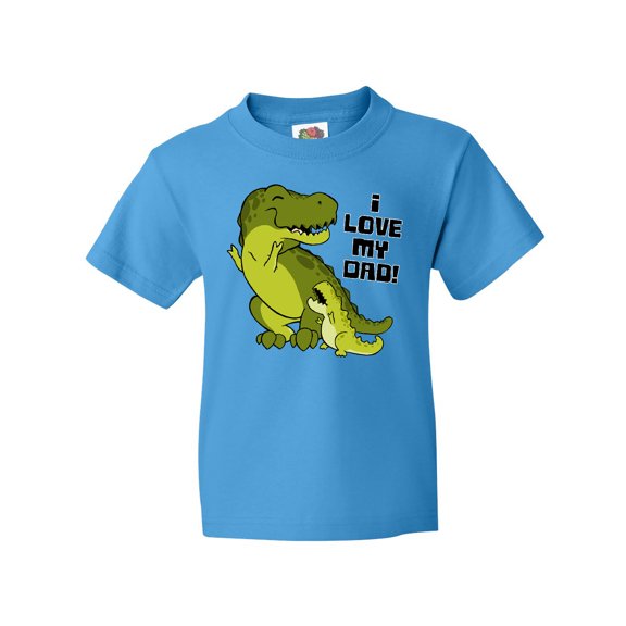Inktastic I Love My Dad with Baby and Daddy Tyranasaurus Rex Youth T-Shirt