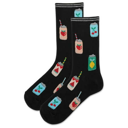 

HotSox Women s Seltzer Cans Socks 1 Pair Black Women s 9-11 Shoe