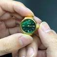 thumbnail image 2 of ievspot 1Pcs Round Green Dial Elastic Stainless Steel Watch Finger Ring Birthday Gift Fashion Accessories, 2 of 6