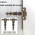 thumbnail image 4 of Bisagra retro de 4 piezas, bisagras decorativas de bronce retro con tornillos de montaje, adecuada para reparación de decoración de cajas de herramientas de muebles de gabinete 4.45 * 2.72 pulgadas, 4 of 7