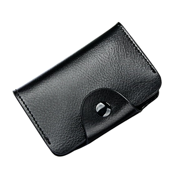 WHAMVOX Card Pouch 3X5In Small Pouch With Zip Black Leather Classic Style Men Wallet