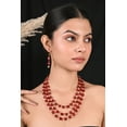 thumbnail image 2 of Ratnavali Jewels Red Quartz Golden Pearl Triple Layer Multi Strand Beads Stone Strand Fashion Necklace Women, 2 of 6