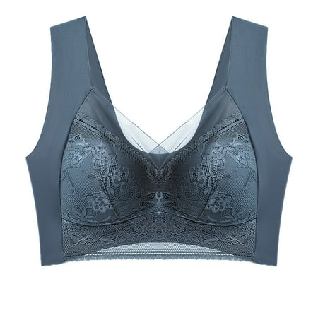 Audhol Lace Bralette Push Up Bra Blue 3XL