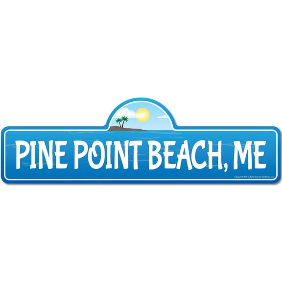 Pine Point ME Maine Beach Street Sign | Indoor/Outdoor | Surfer Ocean Lover Décor For Beach House Garages Living Rooms Bedroom | Signmission Personalized Gift