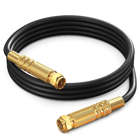 RG6 COAXIAL Cable - Quad Shielded, 4ft / Black Non-Oxygen Copper Cable Wire for TV, Internet & More - Flexible Coax Cable Cord