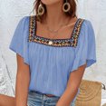 thumbnail image 7 of Pincandy Cotton Linen Tops for Women Summer Casual 3/4 Sleeve T Shirts Lightweight Ethnic Style Embroidery Blouses Tees, 7 of 7