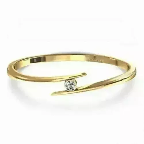 Women's Bangle Bracelet 14K Yellow Gold Plated 2 Ct Round Cut White Moissanite