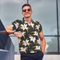 thumbnail image 5 of Daiia Lilies Flowers Pattern Men’s Polo Shirts,Solid Deck Shirt,Classic Fit, Breathable Cotton Polo for Casual and Sport Wear-4X-Large, 5 of 7