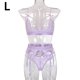 thumbnail image 1 of Conjunto de ropa interior de encaje de 3 piezas para mujer, sujetador sexy, panty, liguero, morado claro, L tholdsy XX000052-27, 1 of 7
