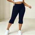 thumbnail image 5 of Noric Women's Plus Size Bow Tie Cuff Capri Leggings High Waist Stretchy Yoga Pants Side Split Casual Workout Cropped Tights, 5 of 9