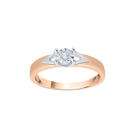Diamond Solitaire Promise Ring in 14K Rose Gold (1/5 cttw) (I-Color SI3-I1 Clarity) (Size-6.5)