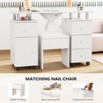 thumbnail image 3 of Ktaxon Nail Desk and Chair Set, Manicure Table Storage Station with 4 Drawers, Lockable Wheels, White, 3 of 7