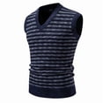 thumbnail image 6 of BaoFuBaoMei Sweater Vest Men Knitted Big and Tall V Neck Ribbed Trim Sleeveless Sweater Stripe Jacquard Fall Tops, 6 of 6