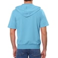 thumbnail image 3 of INSPIRAR CHIC Sudaderas de Manga Corta para Hombre con Capucha, Chaquetas con Cremallera de Color Sólido, Azul Claro M, 3 of 4