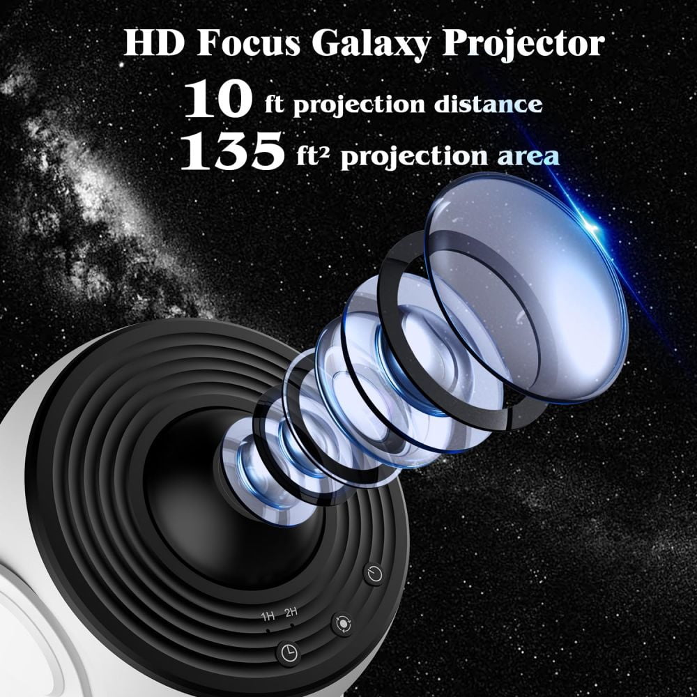 VIVIHEYDAY 13 in 1 Planetarium Galaxy Projector 360° Rotating Night Light Nebula Star Projector Lamp Timer Black