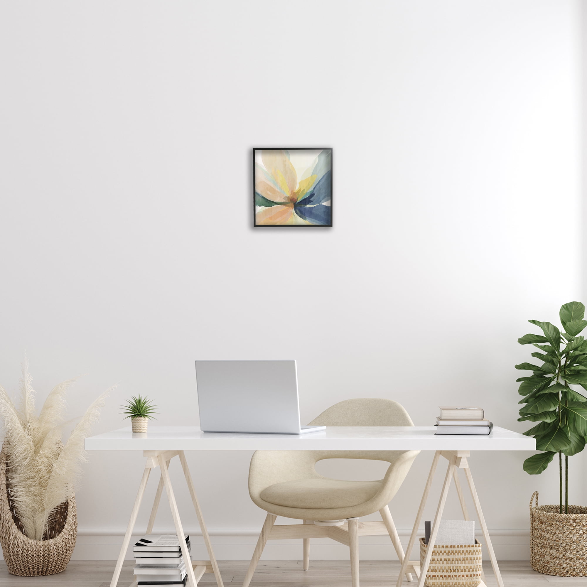 Flared Abstract Neutral Petals Black Framed Giclee Art, design by Irena Orlov