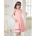 thumbnail image 4 of Oudiya Girls Contrast Mesh Short Sleeve A Line Party Dresses Pink Formal Dress with Pockets for Tween 5-12Y, 4 of 7