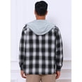 thumbnail image 3 of DARING DIVA Men's Fleece Lining Drawstring Hooded Plaid Shirt Jacket M Black White, 3 of 7