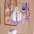 thumbnail image 1 of Sanrios Kuromi Girls Baseball Uniform Set Spring and Autumn New Korean Style Children‘s Sports Girls Jacket Fashionable 3Pcs Set, 1 of 7