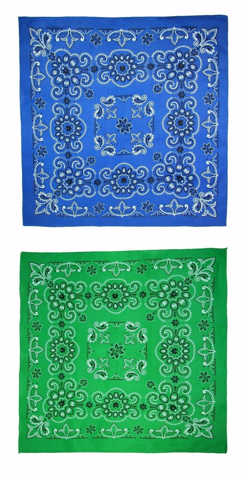 Extra Large 27 Inch Cotton Bandanas Blue and Green (Pack of 2)