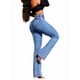 thumbnail image 3 of Pantalones Vaqueros de Cintura Alta para Mujer, Elásticos, de Corte Acampanado y con Cinturilla Elástica. Azul XL, 3 of 8