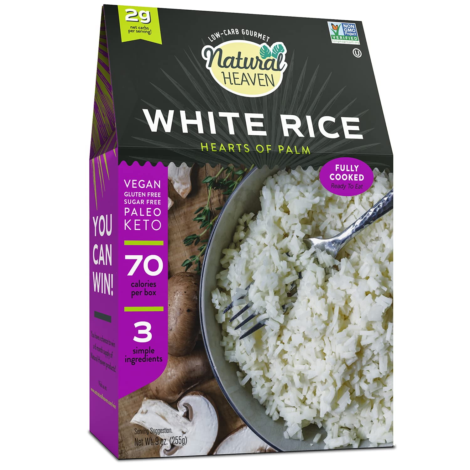 Natural Heaven Low Carb Rice | Hearts of Palm White Rice | 4g of Carbs, Keto, Paleo, Vegan, Plant Based (9 Ounces - 1 Count)