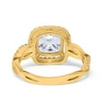 thumbnail image 3 of Yellow Tone, Simulated Cubic Zirconia Size-8 Infinity Shank Cushion Cut Art Deco Halo Engagement Ring 925 Sterling Silver, 3 of 7