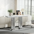 thumbnail image 4 of 47" Modern Faux Marble Console Table, Rectangular Top & Pillar Stainless Steel Base, Narrow Entryway Table for Entrance, Hallway, Foyer, or Living Room, 4 of 6