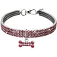 thumbnail image 1 of Pet Collar, Elastic, Rhinestones, Rhinestones, For Small Dogs - Pink, S, 1 of 7