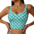 thumbnail image 2 of Haiem Aquamarine Glitter1 Pattern Womens Sports Bra - U Neck Padded Low Impact Yoga Bra Workout Crop Top Gym Moisture-Wicking Workout Vest -, 2 of 9
