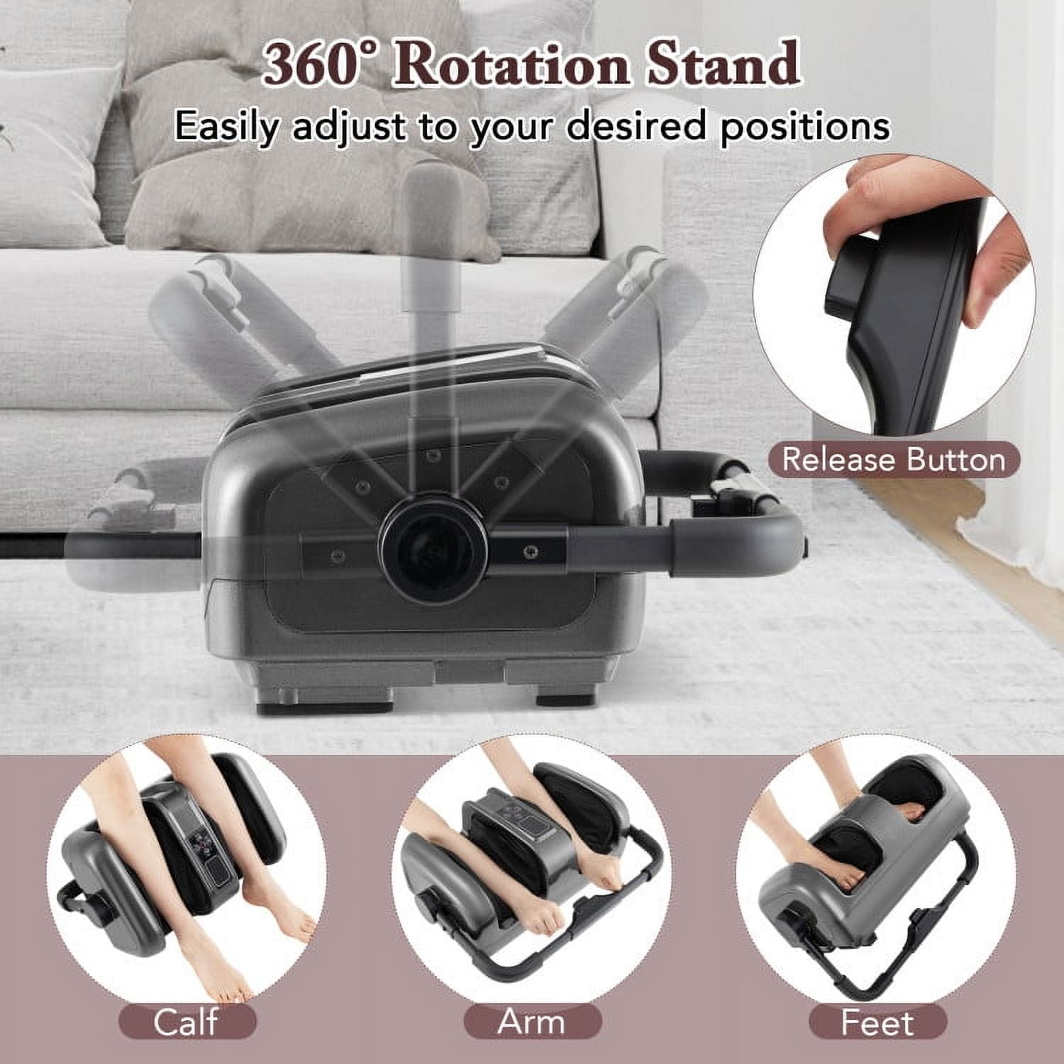 Spaco Foot and Calf Massager with Heat Shiatsu Deep Kneading Rolling, Smart Electric Leg Massager-Gray, Leg Massager for Indoor