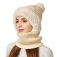 thumbnail image 5 of 3 In 1 Beanie Hat With Scarf And Mask Warm Scrub Caps Women Womens Scarves Wool Face Masks Beige, 5 of 9