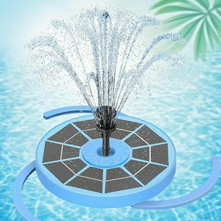 3.5W Solar Birdbath Pump with Battery, Outdoor Use, 4 Fixed Tubes & 11 Nozzles - Blue Solar Powered Water Pump for Bird Baths, Gardens, Ponds