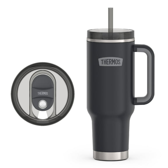 Thermos 40 oz Stainless Steel Cupholder Mug w/ Straw Graphite