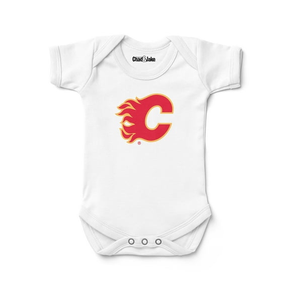 Newborn & Infant Chad & Jake White Calgary Flames Logo Bodysuit