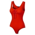 thumbnail image 3 of MixMatchy Women's Sleeveless Lace Up Rib Knit Sexy Leotard Bodysuit, 3 of 3