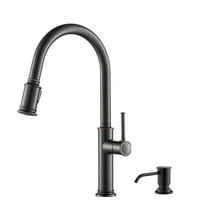 Kraus Sellette™ Single Handle Pull Down Kitchen Faucet with Deck Plate and Soap Dispenser in Oil Rubbed Bronze Finish