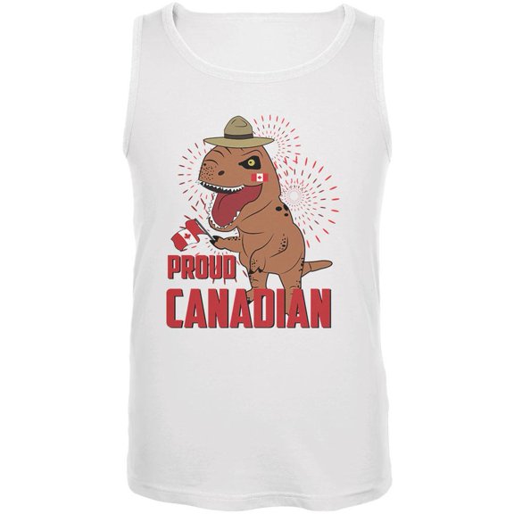 Canada Day Proud Canadian T-Rex Mens Tank Top White X-LG