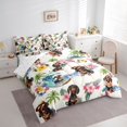 thumbnail image 2 of Homewish Cute Floral Dachshund 7-Piece King Bedding,Hibiscus Floral King Bed in a Bag,Lovely Palm Tree Decor,Reversible, 2 of 8