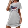 thumbnail image 2 of Aobny Night Gowns Women Lightweight Patriotic Short Sleep Dresses Short Sleeve Gray Women's Loungewear Sets,L, 2 of 5