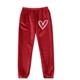 thumbnail image 2 of Zylanna Women's Sweatpants with Pockets, Love Print Elastic Waist Soft & Warm Baggy Casual Jogger Pants for Women Red, 2 of 3