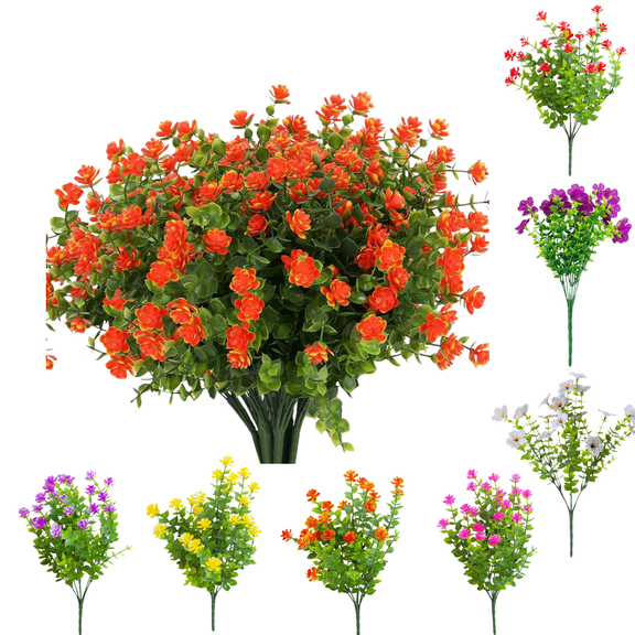 Hvmvliv Artificial Flowers Artificial Flowers 1 Bundles Fake Flowers Faux Plastic Plants for Home Decorations Outdoor Porch Flowerpot Artificial Flower Orange