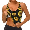 thumbnail image 4 of Haiem Sunflower (2) Pattern Womens Sports Bra - U Neck Padded Low Impact Yoga Bra Workout Crop Top Gym Moisture-Wicking Workout Vest -, 4 of 9