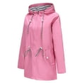 thumbnail image 4 of Baqcunre Plus Size Tops For Women Ladies' Solid Hooded Slim Pocket Hooded Striped Raincoat Windbreaker Coat Tops For Women 2023 Trench Coats For Women Red 2 4XL, 4 of 5
