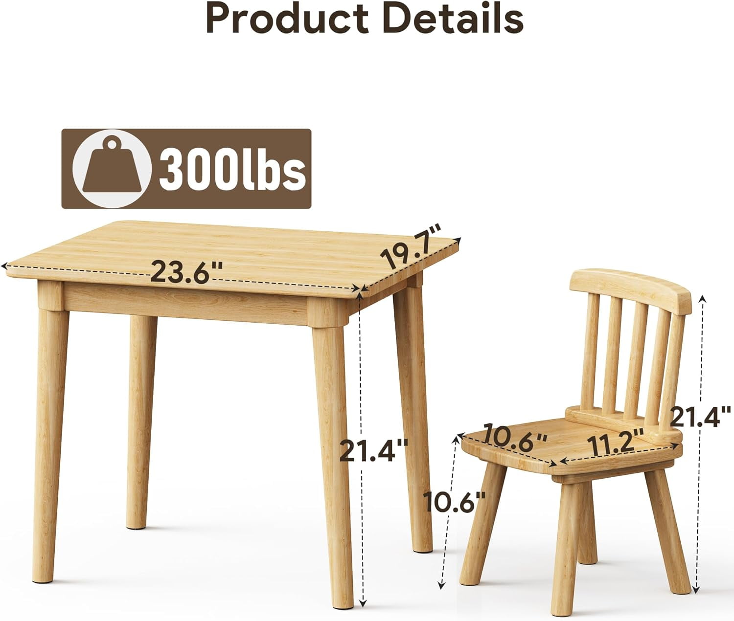 Brelley Solid Wood Kids Table and 2 Chairs Set, Toddler Desk 23.6" L x 19.7" W and Chair Set, Graffiti Desktop, Classroom/Daycare/Home, Children Multi-Activity Table for Ages 2-8