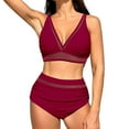 thumbnail image 2 of Awdenio Tummy Control Swimsuits for Women Mesh High Waisted Bikini Set V Neck Tummy Control Swimsuit Bathing Suit, 2 of 5
