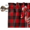 thumbnail image 5 of Valentine Kitchen Curtains and Valances Set, Rod Pocket Curtains Tier Farmhouse Window Curtains 24 Inch Length, Truck Love Heart Red Black Buffalo Plaid 3 Piece Kitchen Curtains Set, 5 of 6